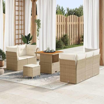 vidaXL Tuin Sofa Set 8 st 5-Aantal zitplaatsen Beige en, Verzenden, Nieuw, 8 zitplaatsen