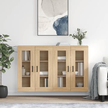 vidaXL Hangkasten 2 st bewerkt hout sonoma eikenkleurig, Verzenden, Nieuw, Overige houtsoorten