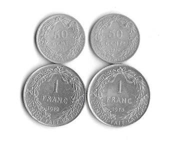 België. Albert I ARGENT : 1 franc 1912 FR / 1 Franc 1913 FR