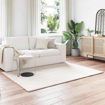 vidaXL Antislip vloerkleed van imitatie konijnenbont OLITE, Verzenden, Nieuw, Crème