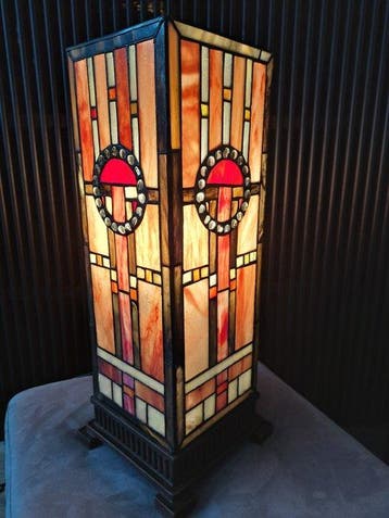 Lumilamp - Tiffany stijl tafellamp windlicht glas in lood -