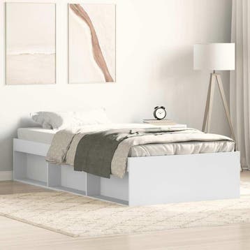 vidaXL Bedframe wit 90x200 cm, 90 cm, Eenpersoons, Verzenden, Wit