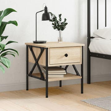 vidaXL Nachtkastje 40x42x45 cm bewerkt hout sonoma, Minder dan 45 cm, Verzenden, Nieuw, Minder dan 55 cm