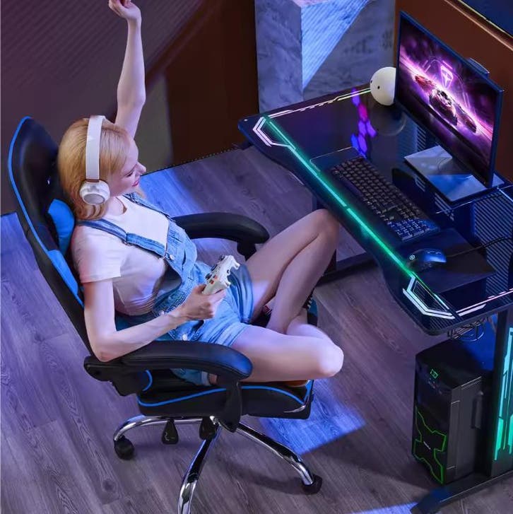 Ergonomische Racing Gamestoel PU met Hoofdsteunen Lendensteu, Huis en Inrichting, Bureaustoelen, Nieuw, Verzenden