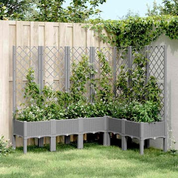 vidaXL Plantenbak met latwerk 160x120x142 cm polypropeen, Verzenden, Nieuw, 100 cm of meer, 60 cm of meer