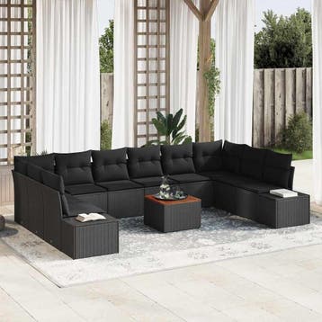 vidaXL Tuin Sofa Set 11 st Zwart, Verzenden, Nieuw, Meer dan 8 zitplaatsen
