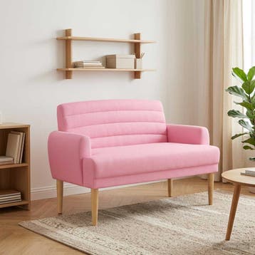 vidaXL Loungebank met knopencomfort Roze 116 x 67 x 80 cm, Verzenden, Nieuw, Stof, Minder dan 150 cm