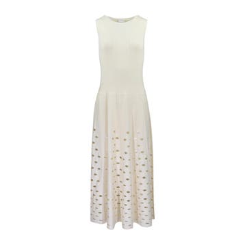 By Malene Birger • midi jurk in ecru • XS, Kleding | Dames, Verzenden, Wit, Nieuw, By Malene Birger