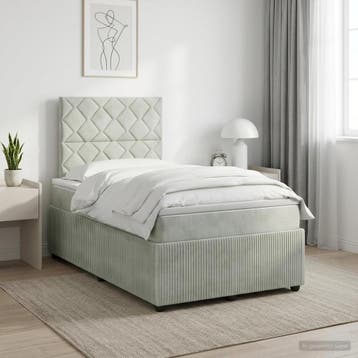 vidaXL Boxspringbed met matras Lichtgrijs 120 x 190 cm, Verzenden, Nieuw, Twijfelaar, Stof