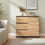 Commode Kyr met 80x40x75 cm zwart en eikenkleurig [en.casa], Verzenden, Nieuw