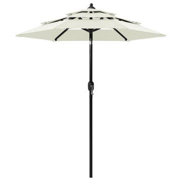 vidaXL Parasol 3-laags met aluminium paal 2 m zandkleurig, Verzenden, Nieuw, 2 tot 3 meter