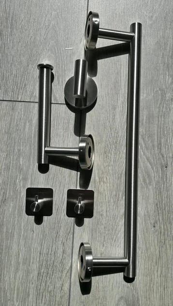 5-Delige RVS Badkamer Set - Handdoek &amp; Toiletrolhouder, Verzenden, Nieuw, Rvs, Overige typen