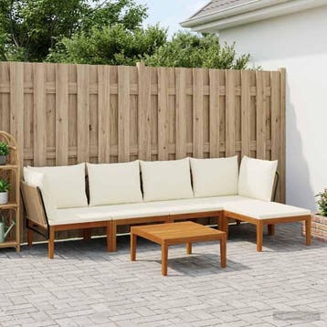 vidaXL 6 st Massief acaciahout & touw Naturel, Verzenden, Nieuw, 6 zitplaatsen