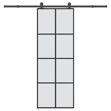 vidaXL Schuifdeur met beslag 76x205 cm ESG-glas en aluminium, Doe-het-zelf en Verbouw, Deuren en Horren, Verzenden, Nieuw