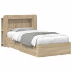 vidaXL Bedframe met opslag Sonoma Eiken 100 x 200 cm Bewerkt, Verzenden, Nieuw, Bruin, Hout
