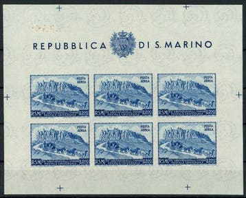 San Marino 1951 - Postzegel van PA nr.96 (UPU) in een, Gestempeld