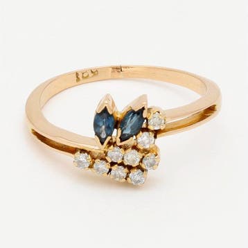 Ring - 18 karaat Roségoud Diamant (Natuurlijk) - Saffier, Nieuw