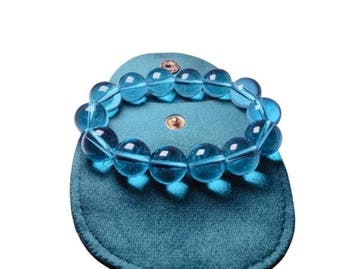 Veiling - Aquamarijn-Blauwe Kralenarmband, Nieuw