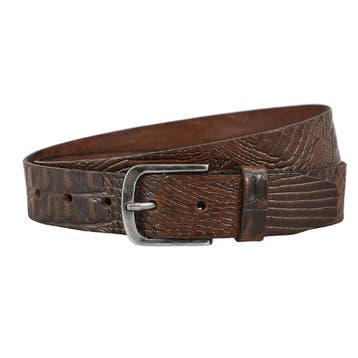 Landley Leren Volnerf Unisex Kroko Riem - 4 cm - Bruin - 95, Kleding | Dames, Verzenden, Nieuw, 100 cm of meer, 3 tot 5 cm