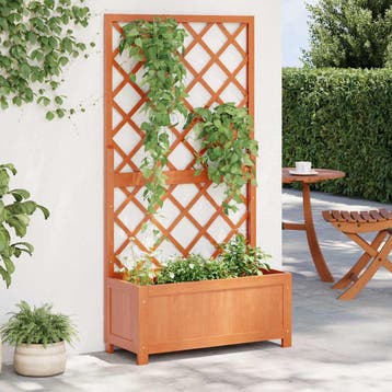 vidaXL Plantenbak met latwerk 70x30x135 cm massief vurenhout, Tuin en Terras, Bloembakken en Plantenbakken, Verzenden, Nieuw, 60 tot 100 cm