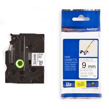 Brother TZe-FX221 Flexi ID tape zwart op wit 9 mm, Computers en Software, Printerbenodigdheden, Verzenden, Nieuw, Printertape