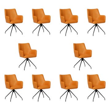 Set van 10 Leren draaibare eetkamerstoelen Wave - Toledo, Huis en Inrichting, Stoelen, Ophalen of Verzenden, Nieuw, Leer, Vijf, Zes of meer stoelen