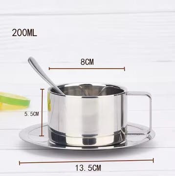 RVS Dubbelwandige Koffiekop met Schotel 200 ml, Verzenden, Nieuw