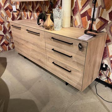Dressoir Ricco -  2 Deur 3 La - Melamine - 182 cm - Pronto, 150 tot 200 cm, Eikenhout, Nieuw, Ophalen of Verzenden