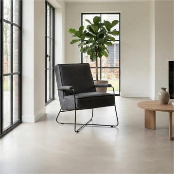 Set van 2 Leren fauteuils Hope - Vintage Grey (grijs), Nieuw, Ophalen of Verzenden, 50 tot 75 cm, Leer