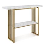 LIVSK Console Tafel - Kunstmarmer met Gouden Frame - 2-laags, Verzenden