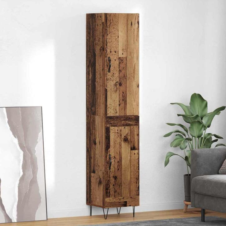 vidaXL Highboard Oud Hout 34,5 x 34 x 90 cm Bewerkt hout, Huis en Inrichting, Kasten | Buffetkasten, 25 tot 50 cm, Nieuw, Overige houtsoorten