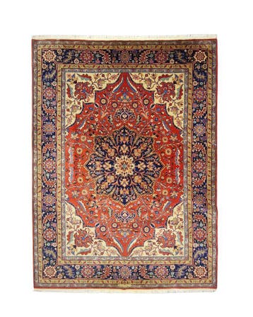 Groot Perzisch tapijt Heriz 250x350 wollen vloerkeed, 200 cm of meer, Zo goed als nieuw, Rechthoekig, Blauw