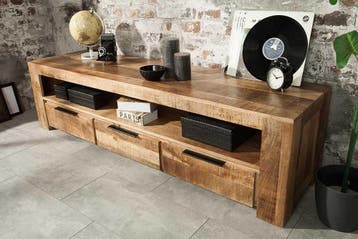 Massief tv-meubel IRON CRAFT 170cm mangohouten lowboard 3, Ophalen of Verzenden, Nieuw