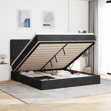 vidaXL Ottoman bed met matrassen 180x200cm fluweel zwart, Eenpersoons, Verzenden, Zwart, Nieuw