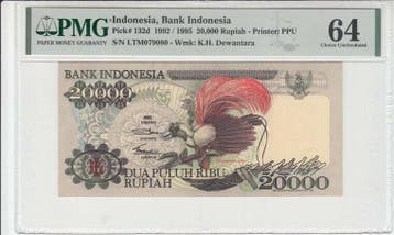 Indonesia 20 000 Rupiah 1992/1995 Pick 132d Pmg Choice Un..., Verzenden