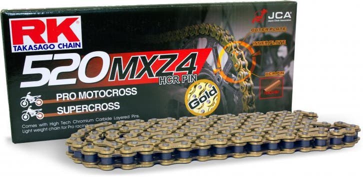 RK Ketting 520MXZ4 118 Schakels Goud, Motoren, Onderdelen | Overige, Ophalen of Verzenden