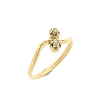 Gouden toi et moi ring met diamant; 0,01 ct., Gebruikt, Ophalen of Verzenden, Kleiner dan 17, Met edelsteen