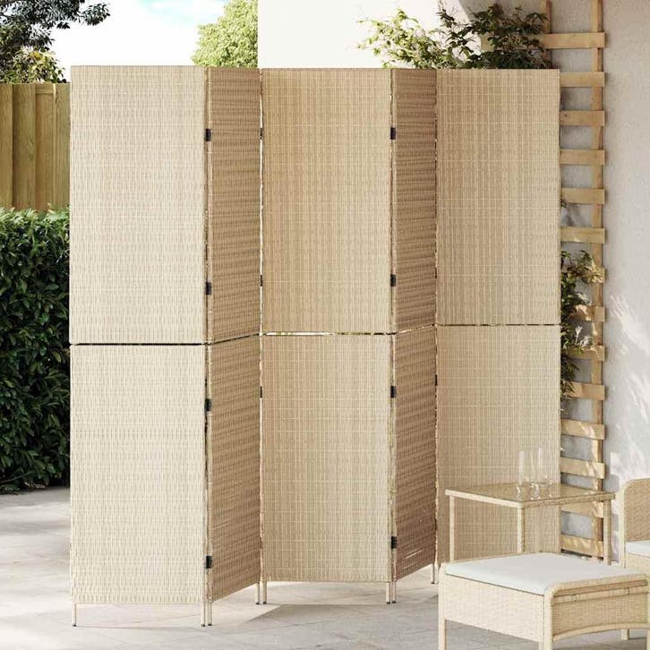 vidaXL Kamerverdeler Beige 242 x 180 cm poly rattan, Huis en Inrichting, Woonaccessoires | Kamerschermen, Nieuw, Verzenden