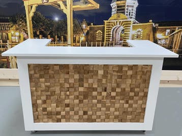 Steigerhouten Muur Bar - Balie - Toonbank op Maat | Compact, Ophalen of Verzenden, Nieuw, Inclusief barstoelen