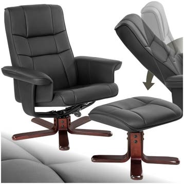 TV-fauteuil met krukje model I - zwart/bruin, Verzenden, Nieuw