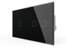 Livolo Touch LED Dimmer – Zwart | 1+2 | Drievoudig, Ophalen of Verzenden, Nieuw, Schakelaar