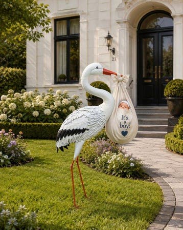 Beeld, XL Metal Garden Stork - metal - 80.5 cm - Metaal