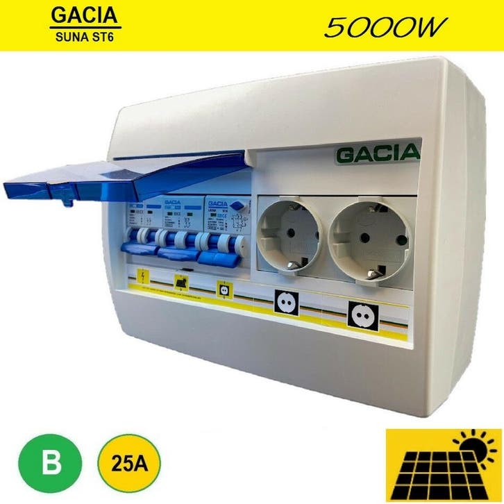 Gacia pv verdeler ST6 SUNA 5000W - 1x B25 + 2x WCD, Doe-het-zelf en Verbouw, Elektra en Kabels, Nieuw, Ophalen of Verzenden