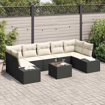 vidaXL Tuin Sofa Set 8 st Zwart en Crème poly rattan, Tuin en Terras, Tuinsets en Loungesets, Verzenden, Nieuw, Rotan, 8 zitplaatsen