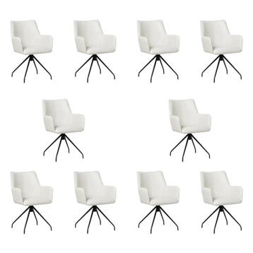 Set van 10 Leren draaibare eetkamerstoelen Wave - Toledo, Huis en Inrichting, Stoelen, Ophalen of Verzenden, Nieuw, Leer, Vijf, Zes of meer stoelen