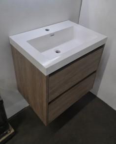 Badmeubel 60 x 46 cm Licht/Grijs Eiken met Composiet, Ophalen of Verzenden, Nieuw, Bad