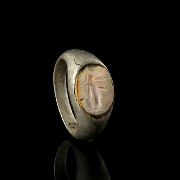 Oud-Romeins Zilver Zegelring, karneool-intaglio met Athene