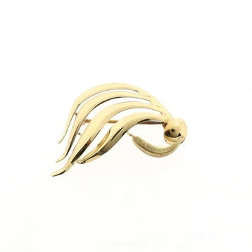 Gouden abstracte broche, Ophalen of Verzenden, Gebruikt, Goud, Goud