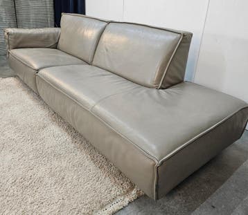 Loungebank Leer Grijs - Gratis Bezorging, Ophalen of Verzenden, Nieuw