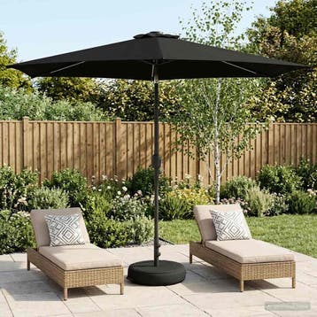 vidaXL Tuinparasol met LED-lampen en voet 300 x 300 cm, Verzenden, Nieuw, 2 tot 3 meter